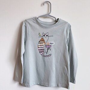 NWT Tea Collection Cat Girl Long Sleeve Tee, 2 Years 2T
